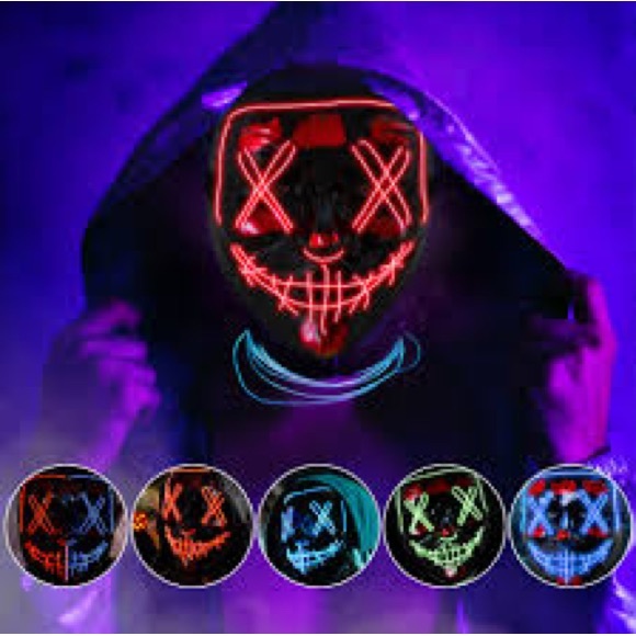 Halloween led light up mask available in three colours red , blue , green - Picture 2 of 3